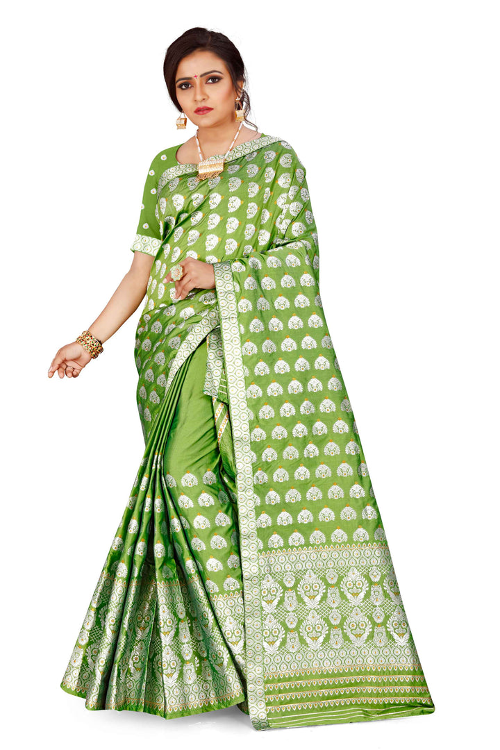Silver Jari Bedsheet Mix Set Mekhela Sador