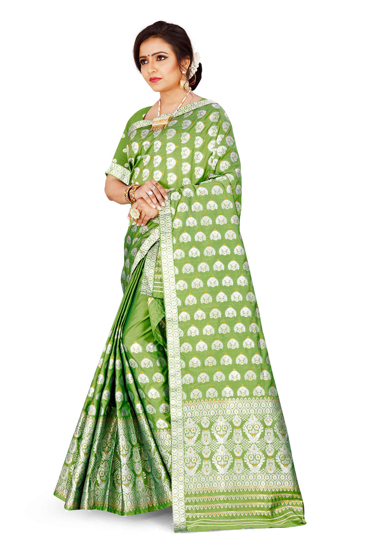 Silver Jari Bedsheet Mix Set Mekhela Sador