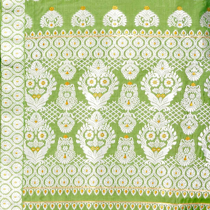 Silver Jari Bedsheet Mix Set Mekhela Sador