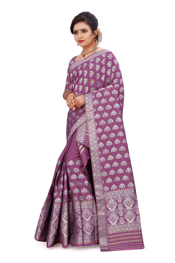Silver Jari Bedsheet Mix Set Mekhela Sador