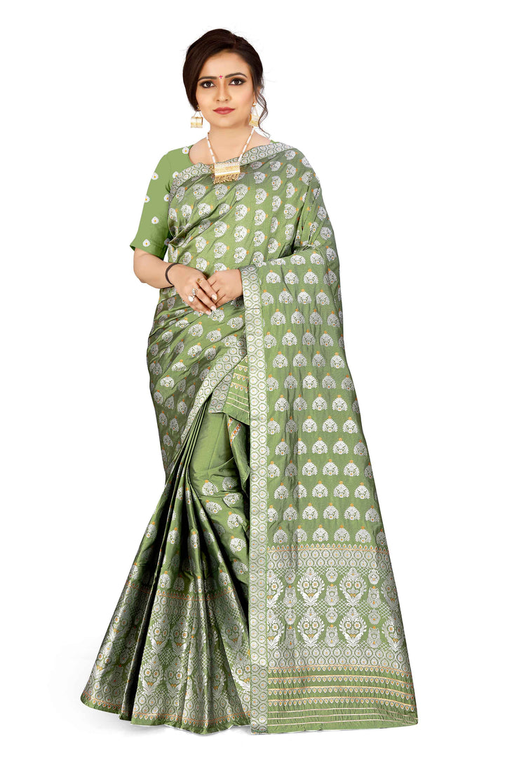 Silver Jari Bedsheet Mix Set Mekhela Sador