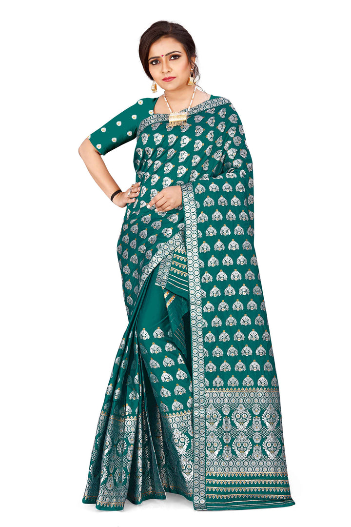Silver Jari Bedsheet Mix Set Mekhela Sador