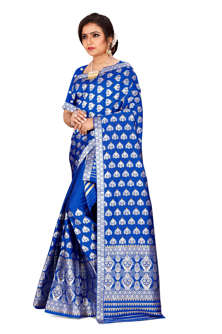 Silver Jari Bedsheet Mix Set Mekhela Sador