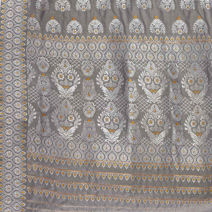 Silver Jari Bedsheet Mix Set Mekhela Sador