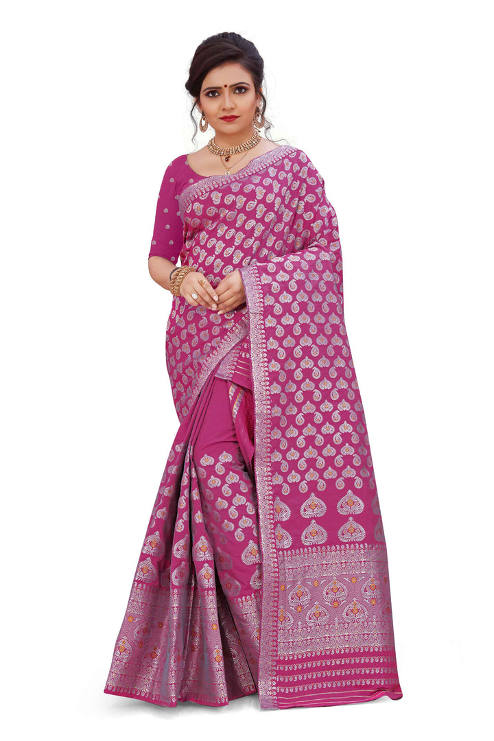 Silver Jari Bedsheet Mix Set Mekhela Sador