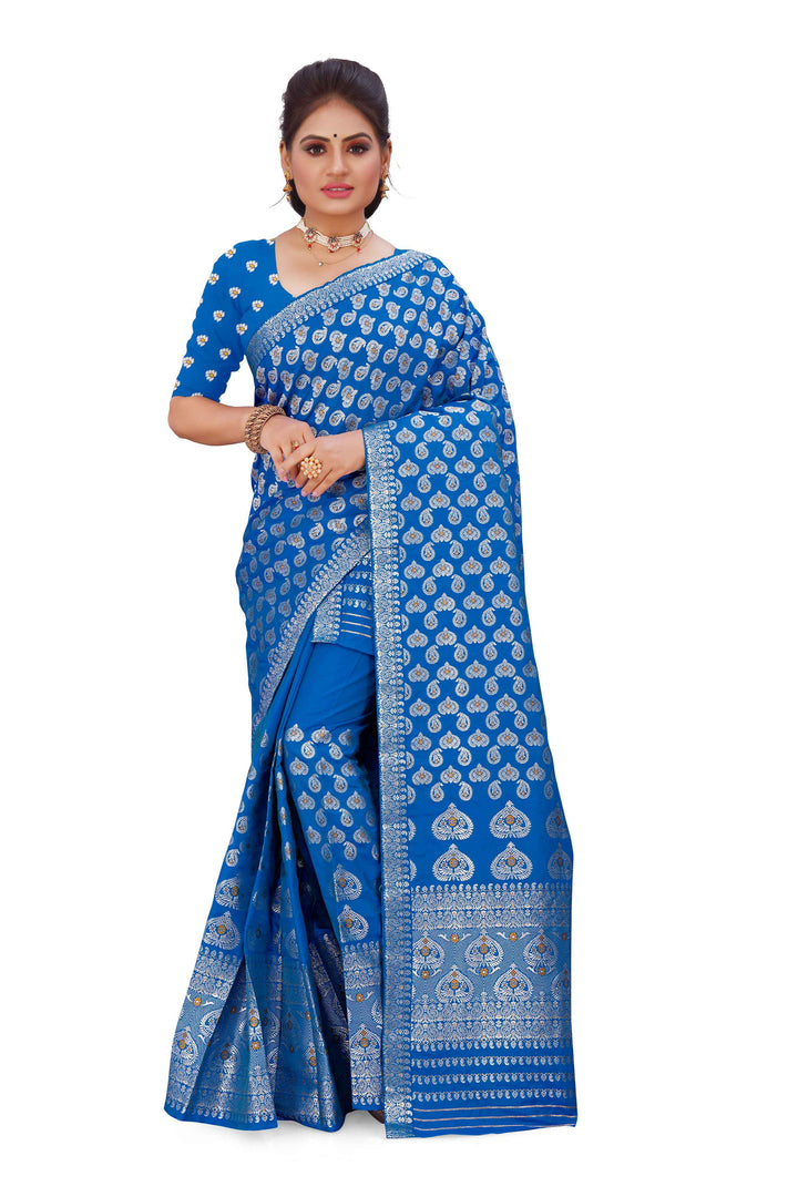 Silver Jari Bedsheet Mix Set Mekhela Sador