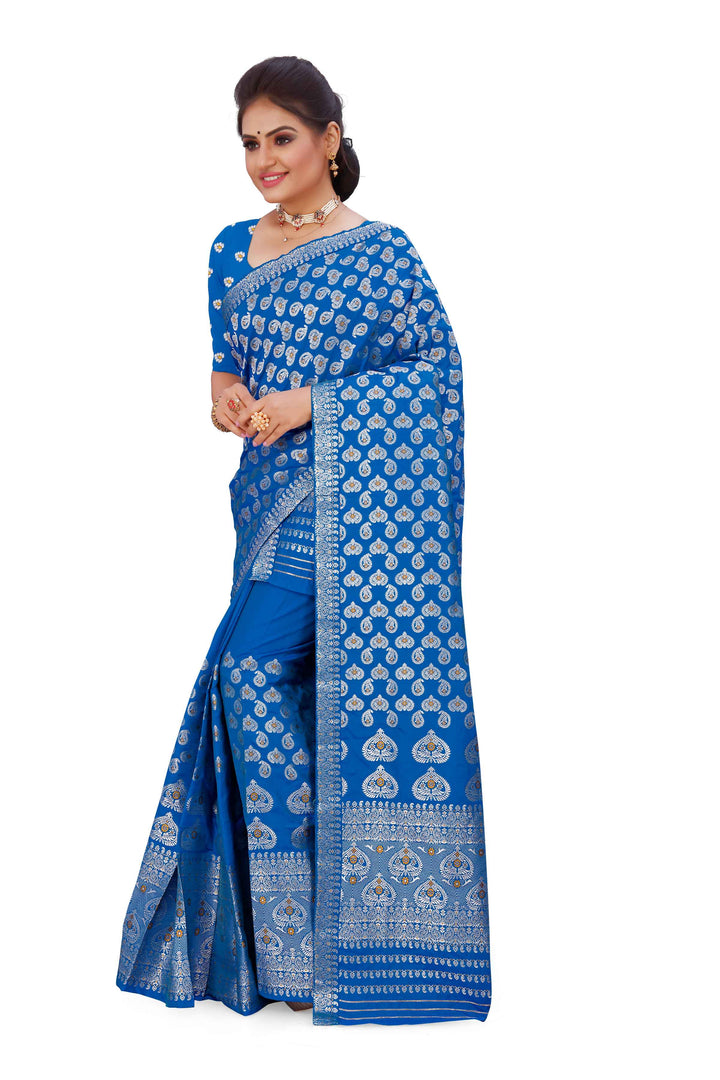 Silver Jari Bedsheet Mix Set Mekhela Sador