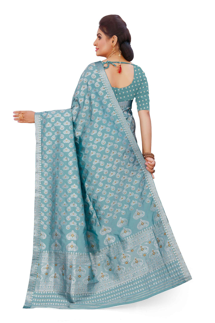 Silver Jari Bedsheet Mix Set Mekhela Sador