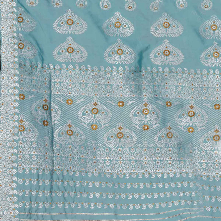 Silver Jari Bedsheet Mix Set Mekhela Sador