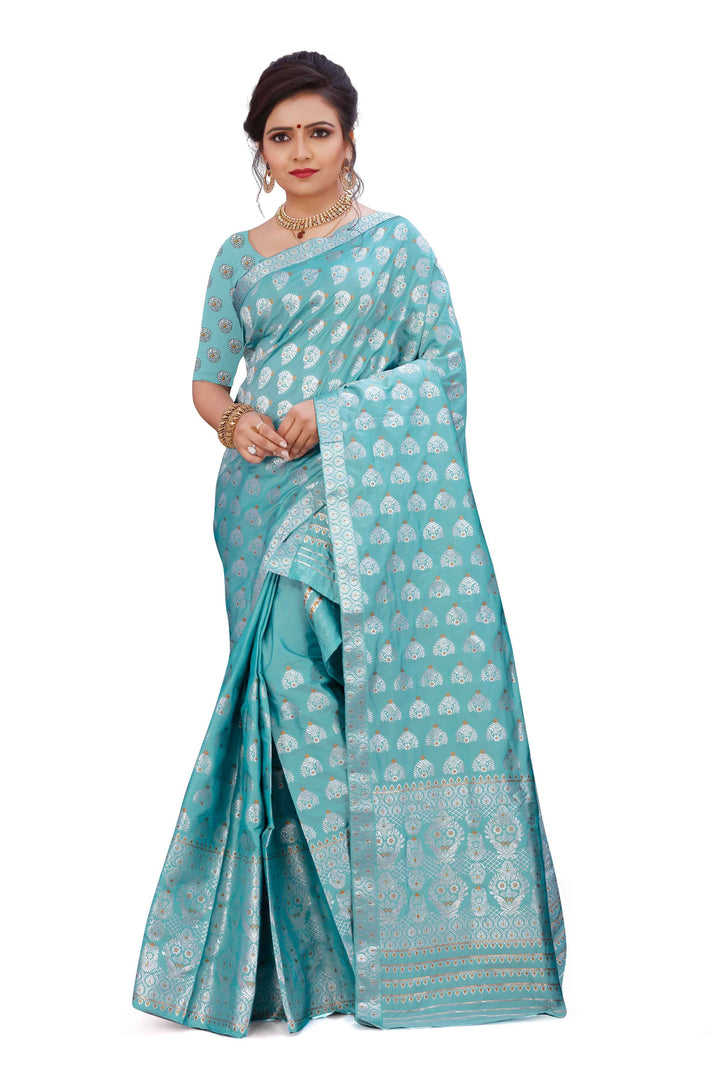 Silver Jari Bedsheet Mix Set Mekhela Sador