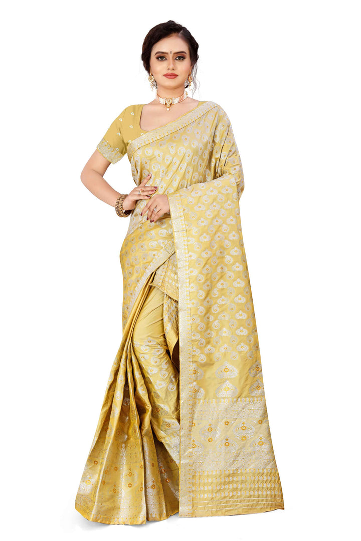 Silver Jari Bedsheet Mix Set Mekhela Sador