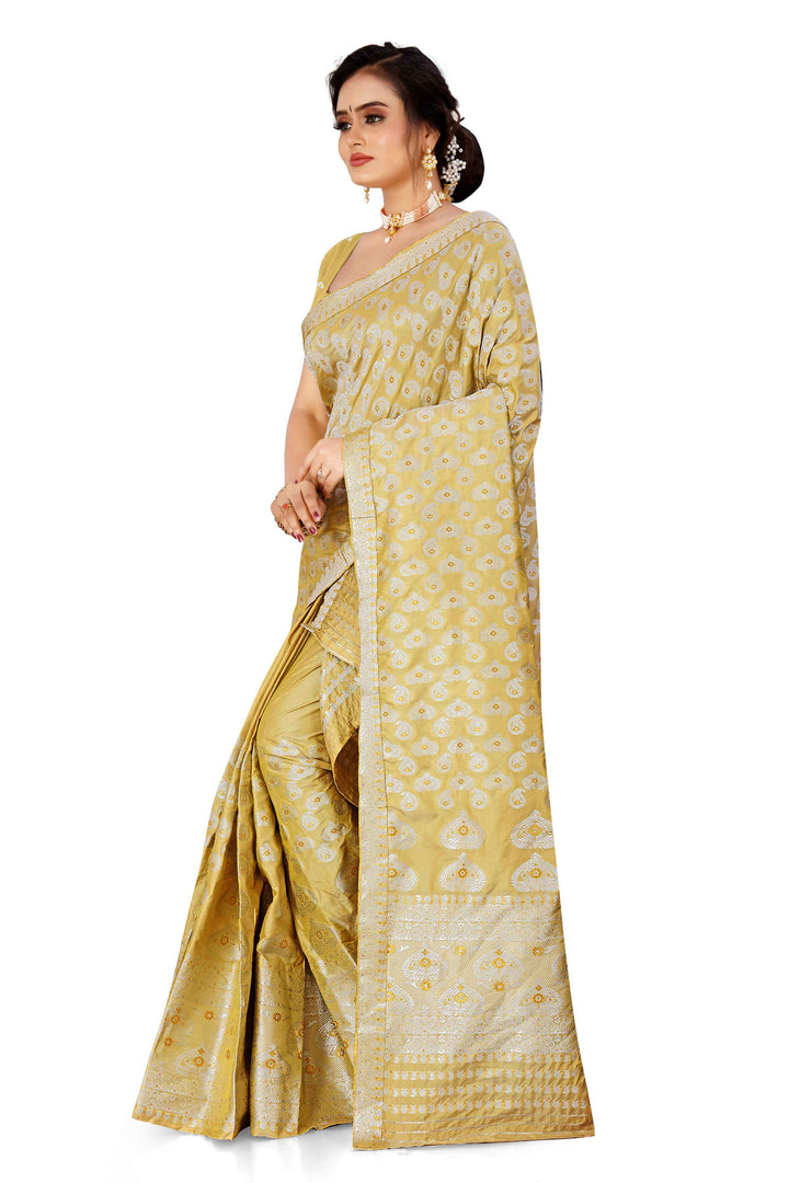 Silver Jari Bedsheet Mix Set Mekhela Sador