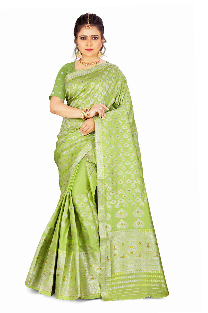 Silver Jari Bedsheet Mix Set Mekhela Sador