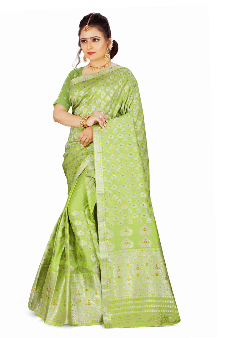 Silver Jari Bedsheet Mix Set Mekhela Sador