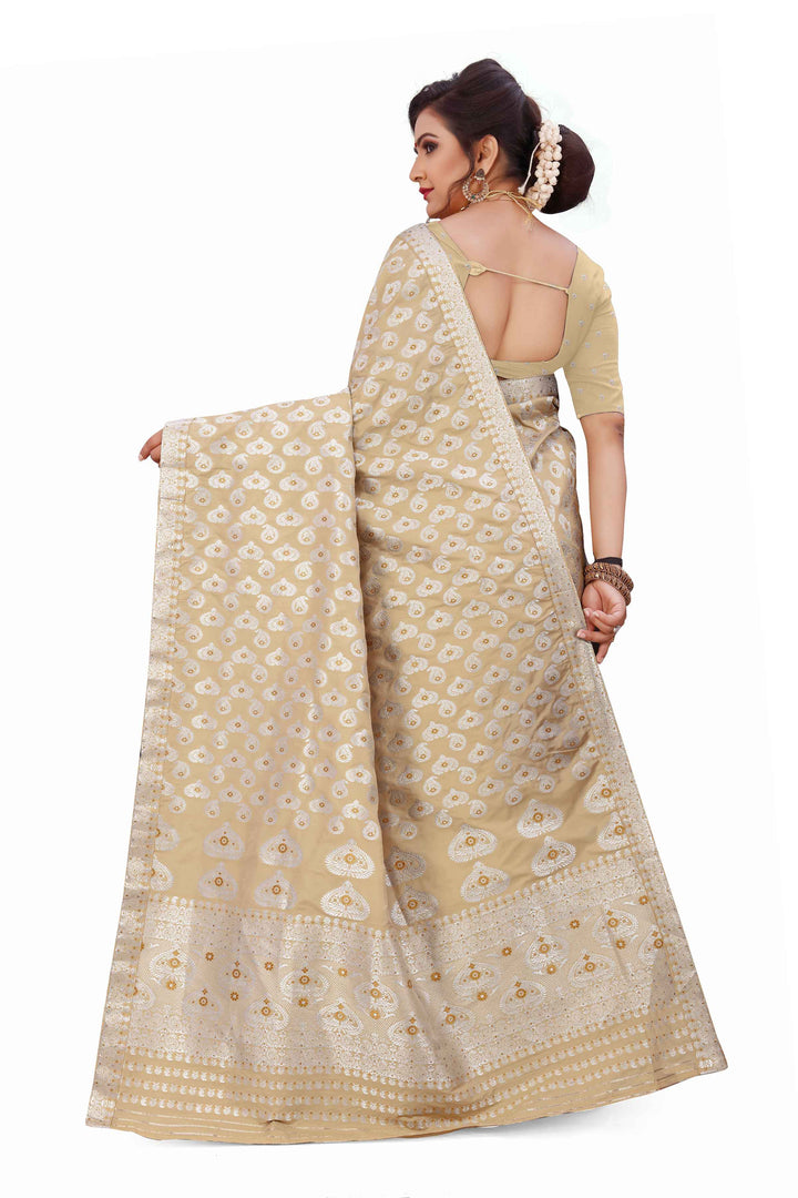 Silver Jari Bedsheet Mix Set Mekhela Sador