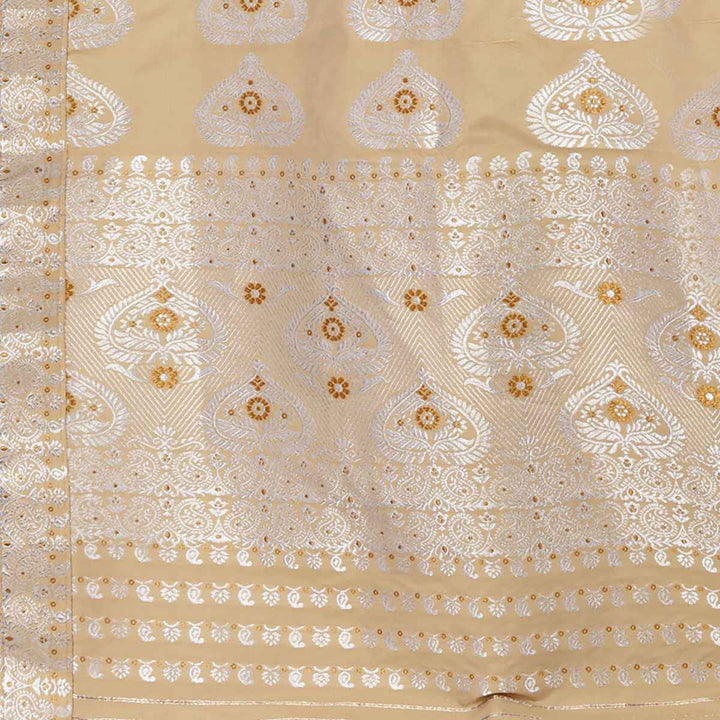 Silver Jari Bedsheet Mix Set Mekhela Sador