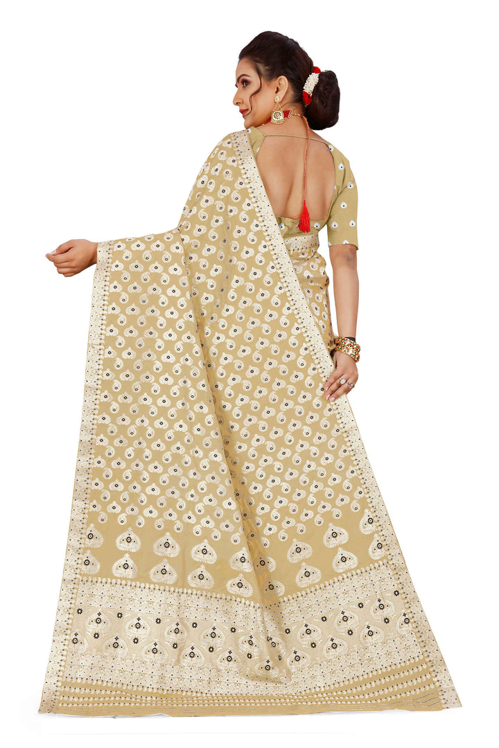 Silver Jari Bedsheet Mix Set Mekhela Sador