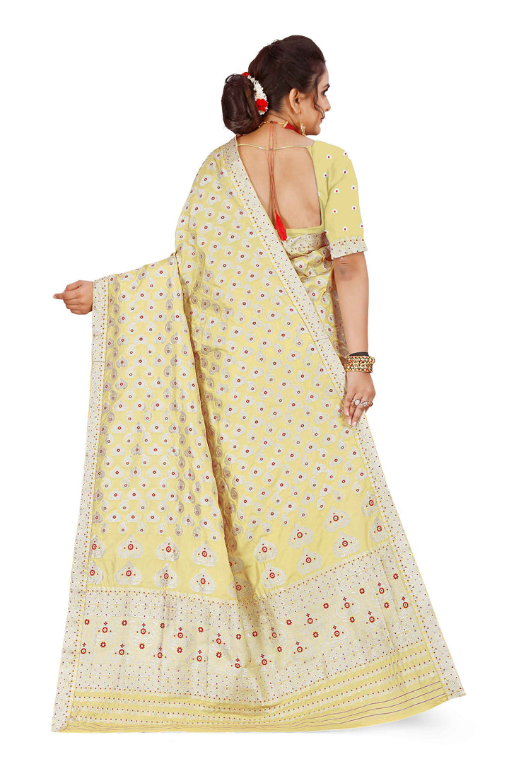 Silver Jari Bedsheet Mix Set Mekhela Sador
