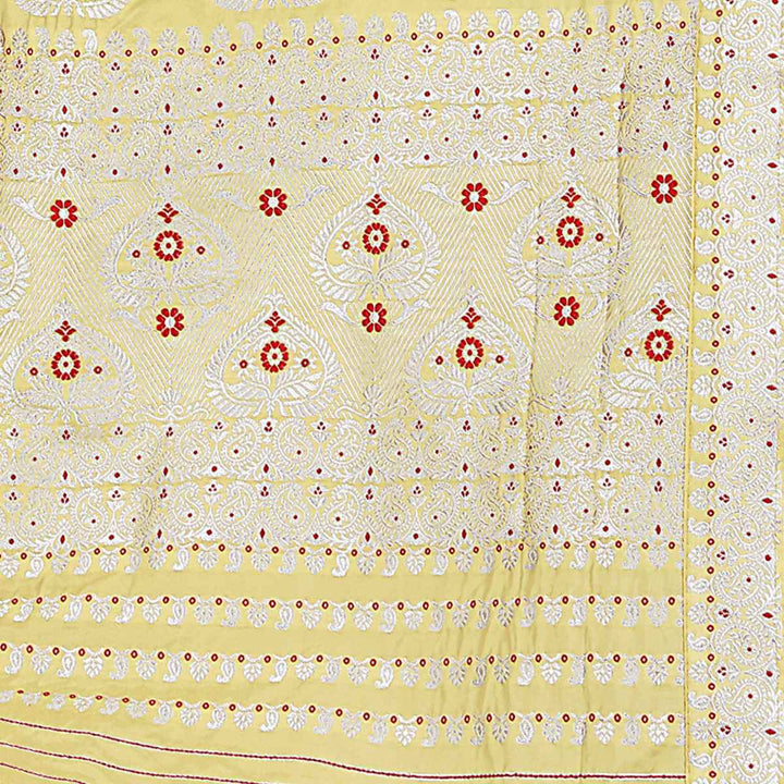 Silver Jari Bedsheet Mix Set Mekhela Sador