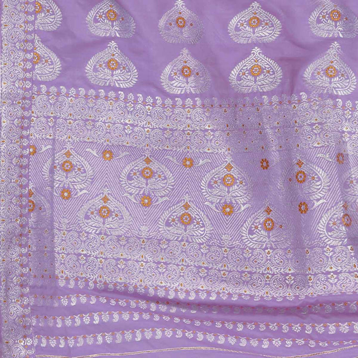 Silver Jari Bedsheet Mix Set Mekhela Sador