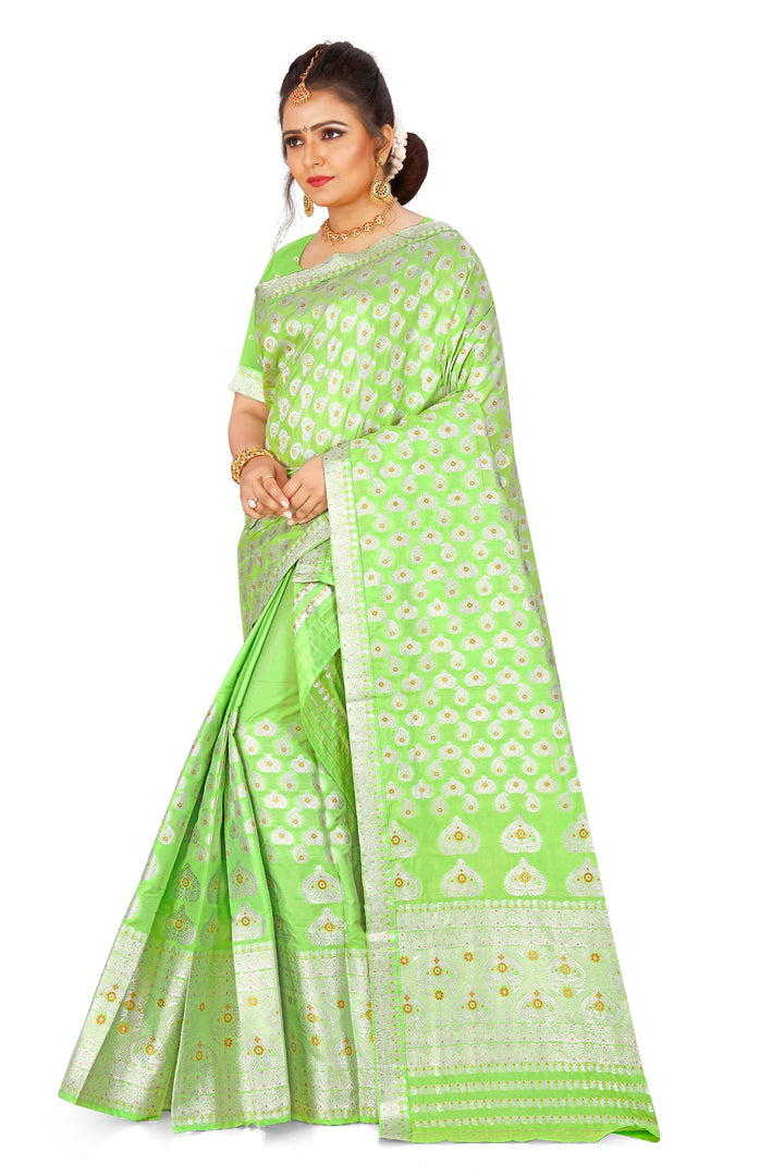 Silver Jari Bedsheet Mix Set Mekhela Sador