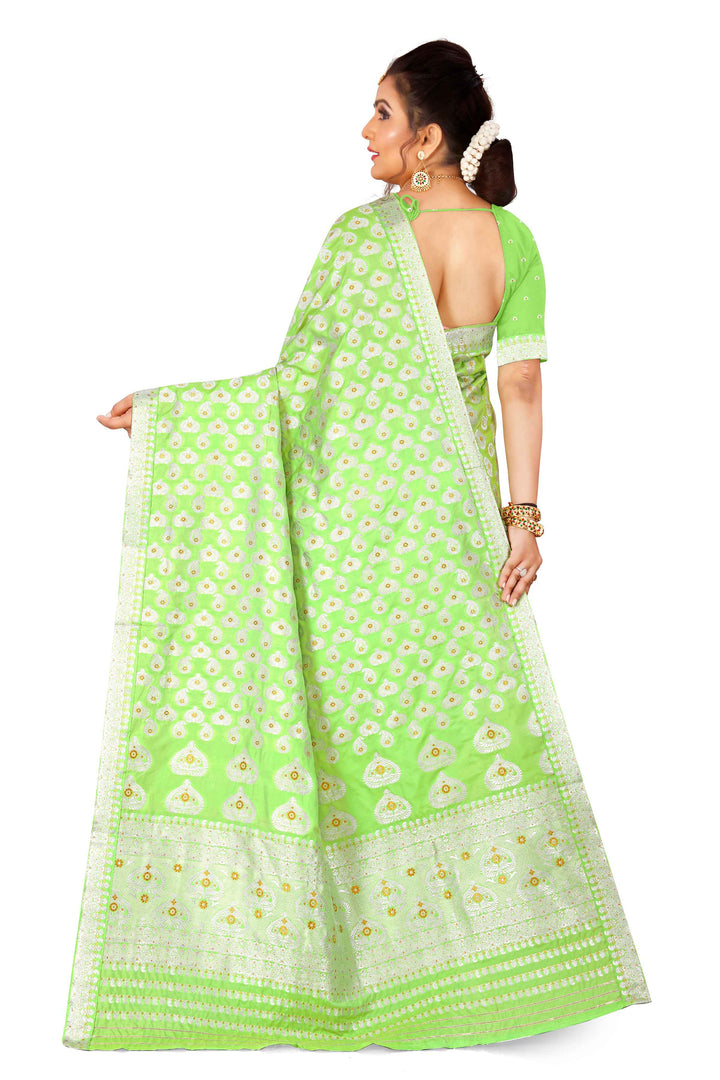 Silver Jari Bedsheet Mix Set Mekhela Sador