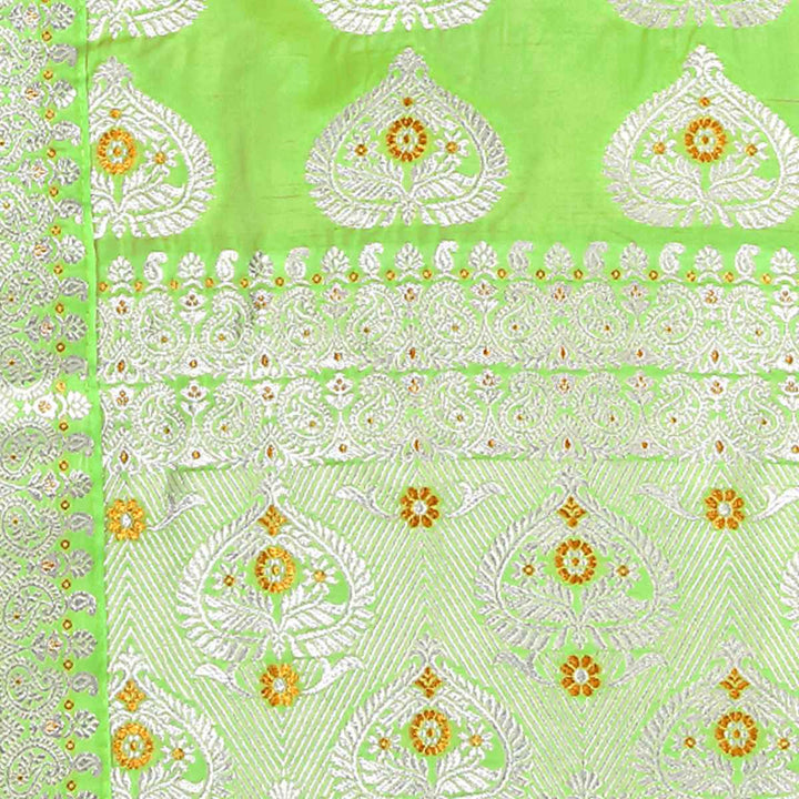 Silver Jari Bedsheet Mix Set Mekhela Sador