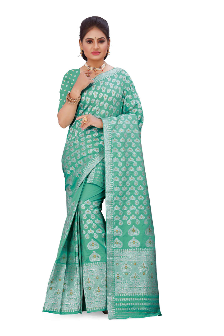 Silver Jari Bedsheet Mix Set Mekhela Sador
