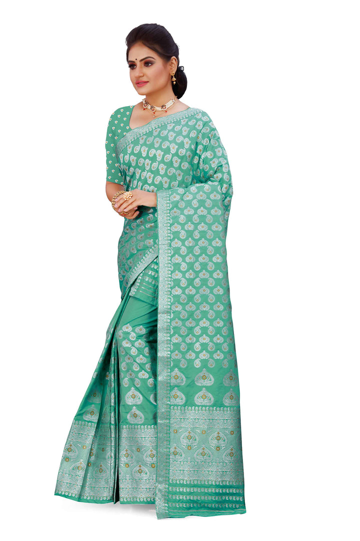Silver Jari Bedsheet Mix Set Mekhela Sador