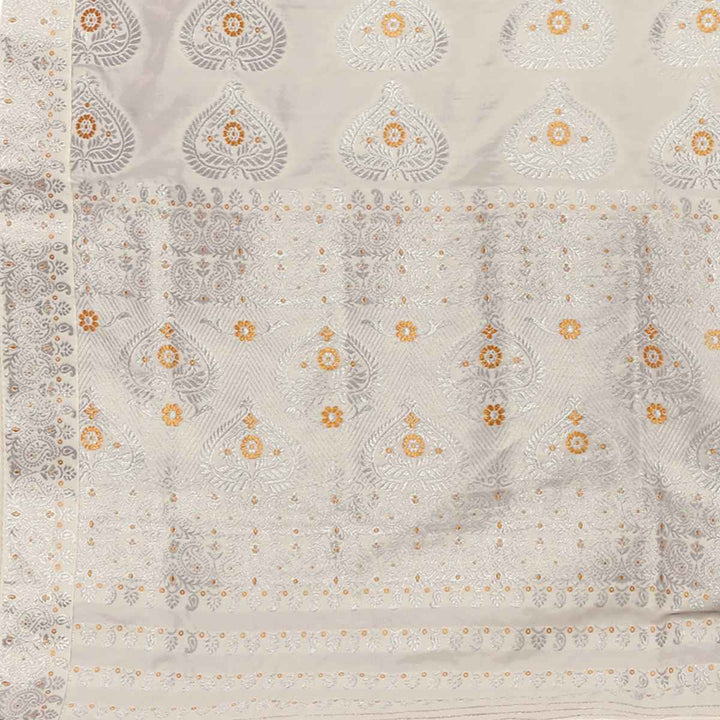 Silver Jari Bedsheet Mix Set Mekhela Sador