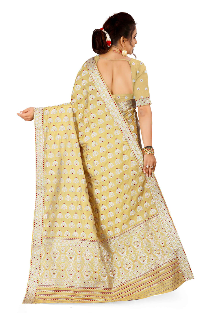 Silver Jari Bedsheet Mix Set Mekhela Sador