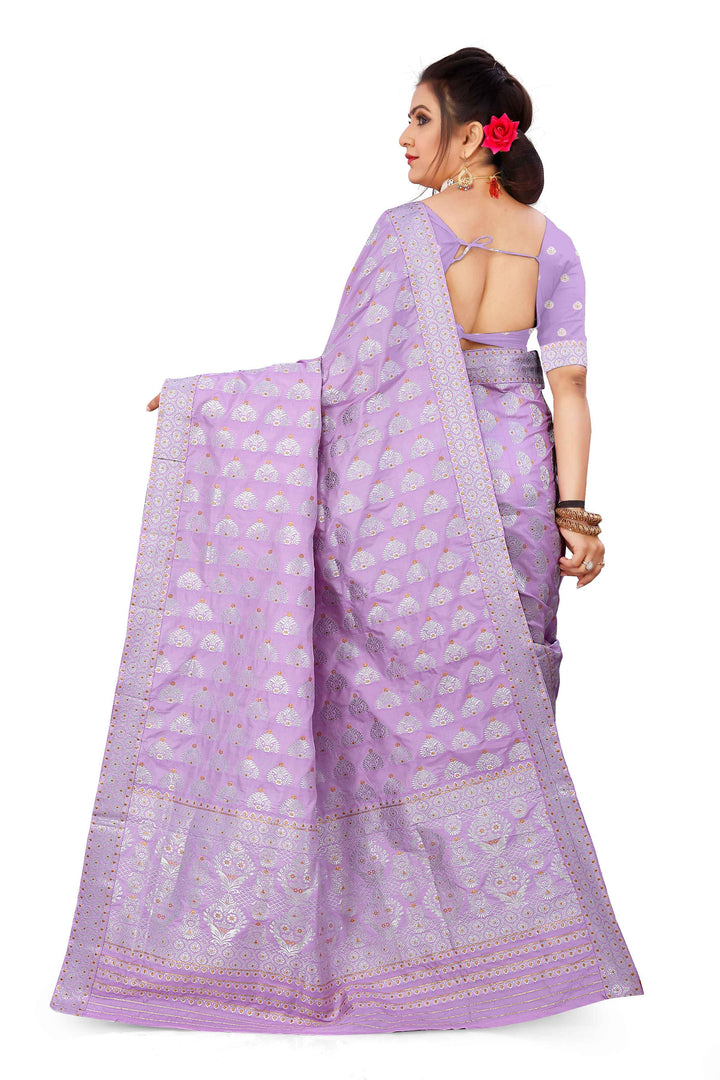 Silver Jari Bedsheet Mix Set Mekhela Sador