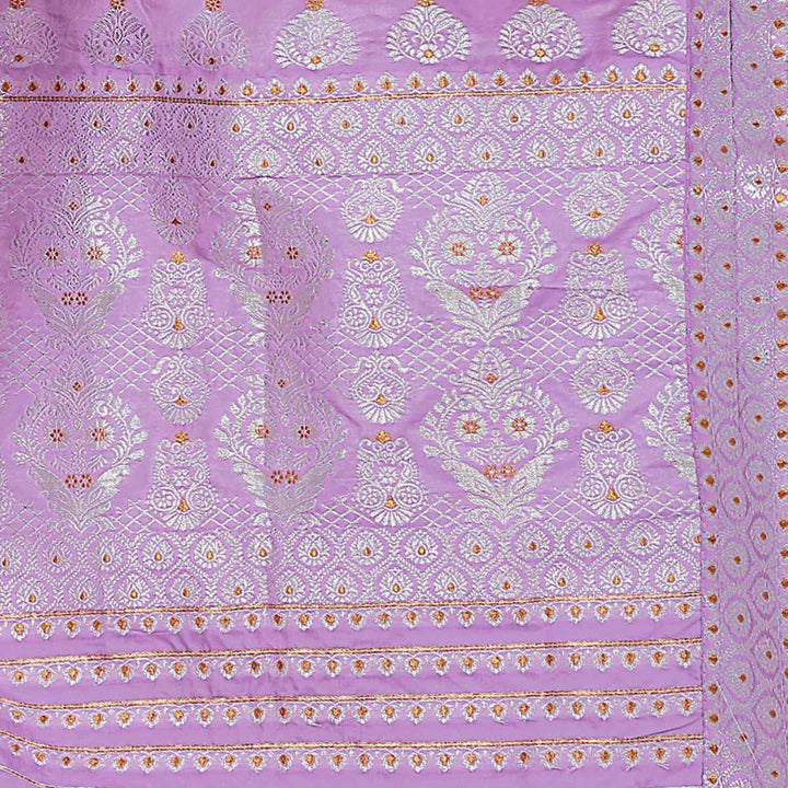 Silver Jari Bedsheet Mix Set Mekhela Sador