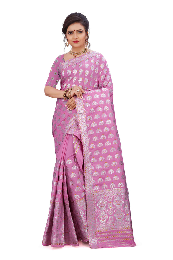 Silver Jari Bedsheet Mix Set Mekhela Sador