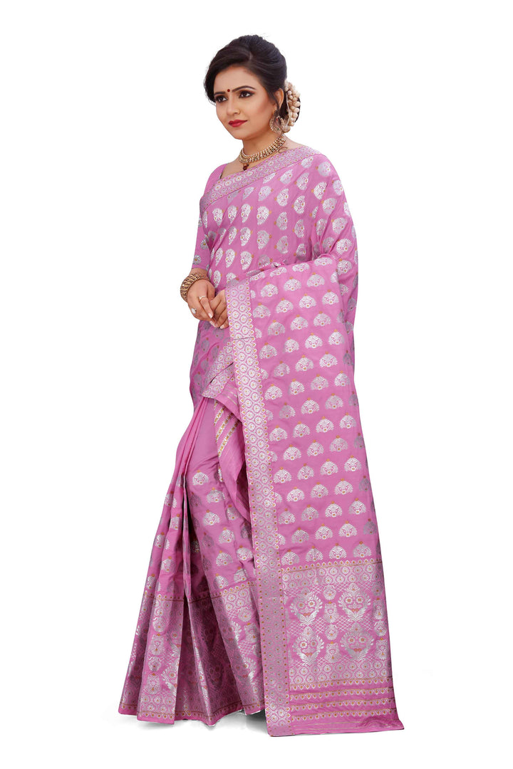 Silver Jari Bedsheet Mix Set Mekhela Sador