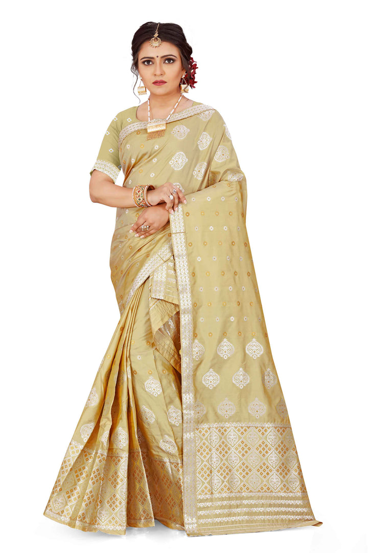 Silver-Gold Jari Mix Set Mekhela Sador