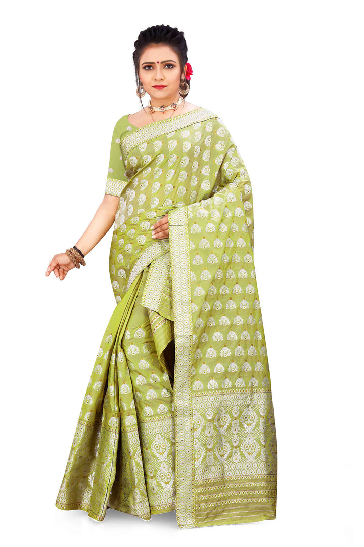 Silver Jari Bedsheet Mix Set Mekhela Sador