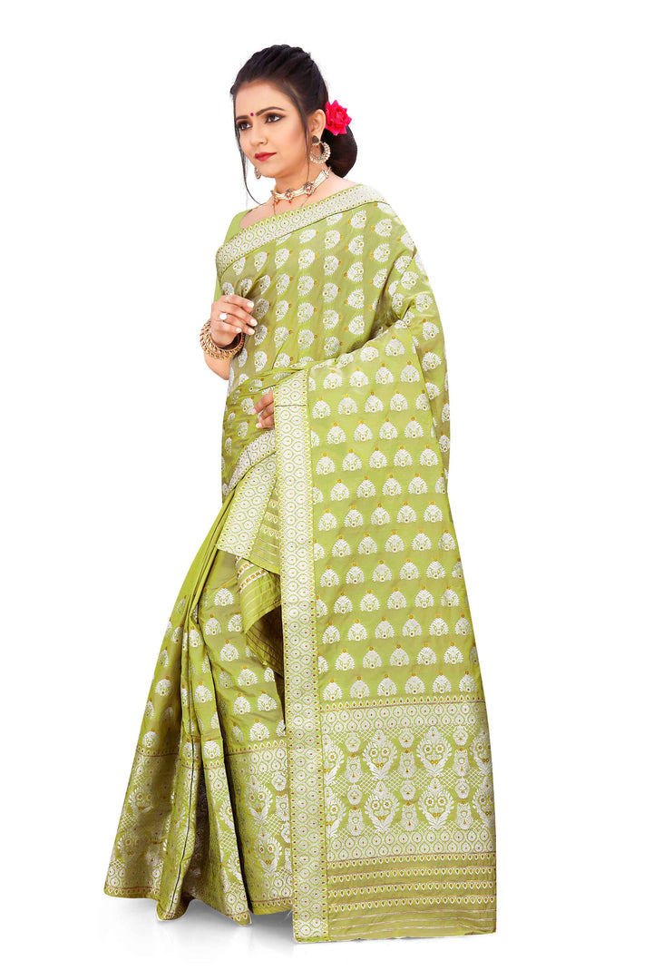 Silver Jari Bedsheet Mix Set Mekhela Sador