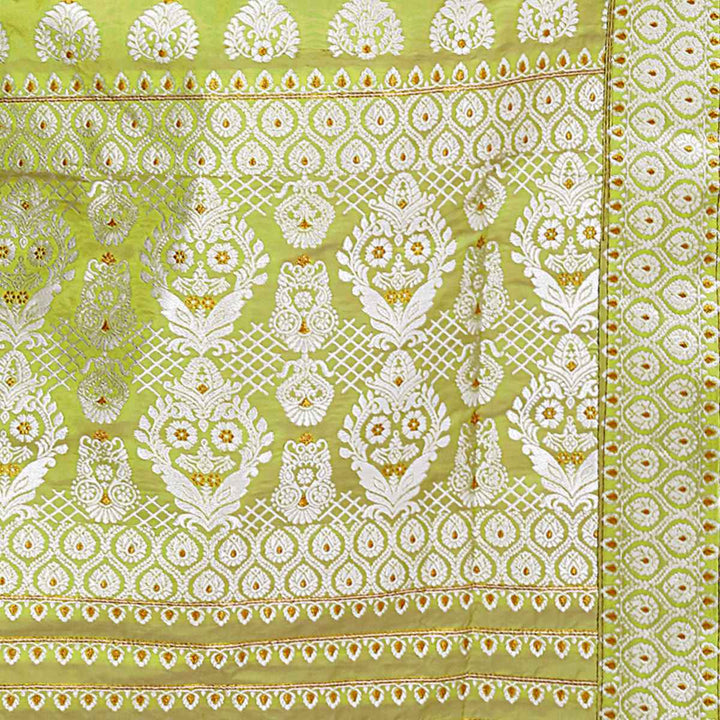 Silver Jari Bedsheet Mix Set Mekhela Sador