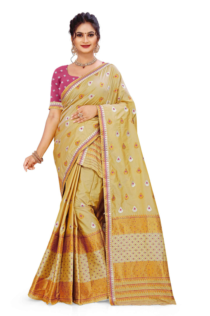 Gold-Silver Jari Mix Set Mekhela Sador