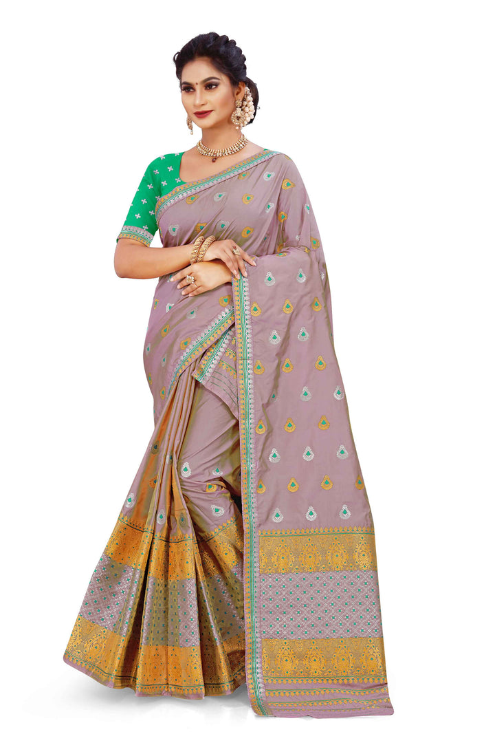 Gold-Silver Jari Mix Set Mekhela Sador