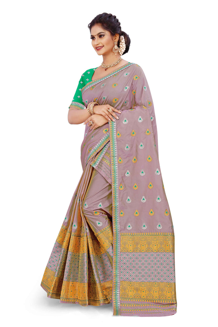 Gold-Silver Jari Mix Set Mekhela Sador