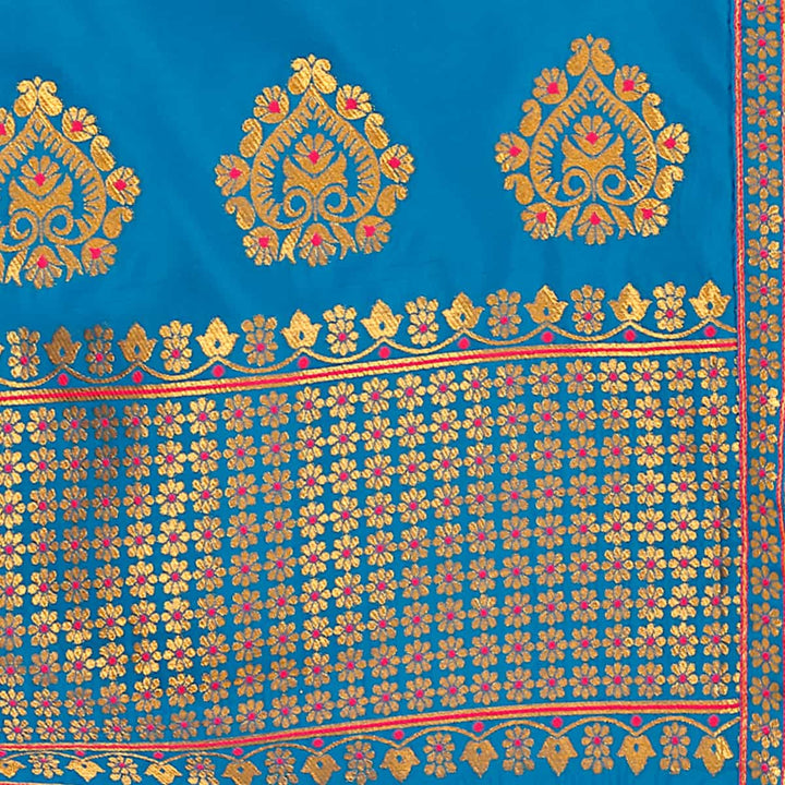 Gold Guna with Dhaga Mina Poly Set Mekhela Sador