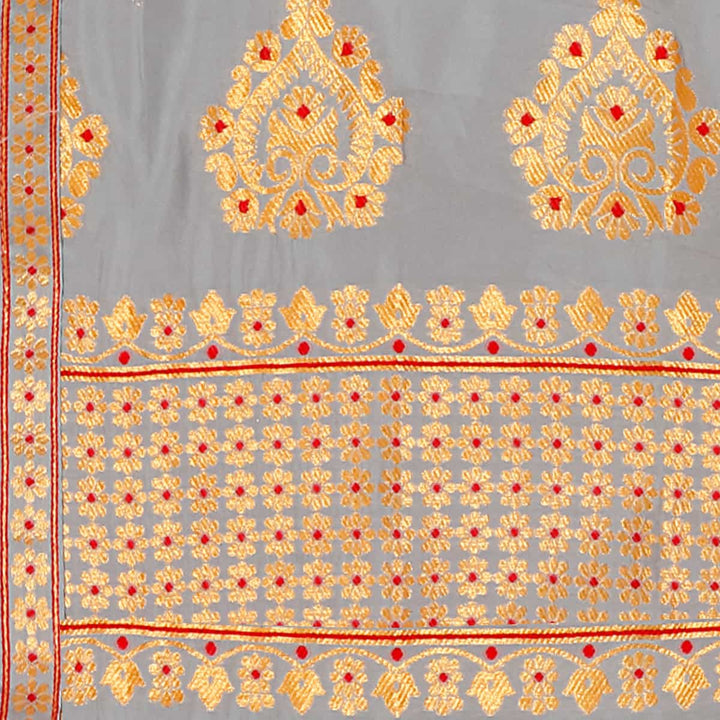 Gold Guna with Dhaga Mina Poly Set Mekhela Sador
