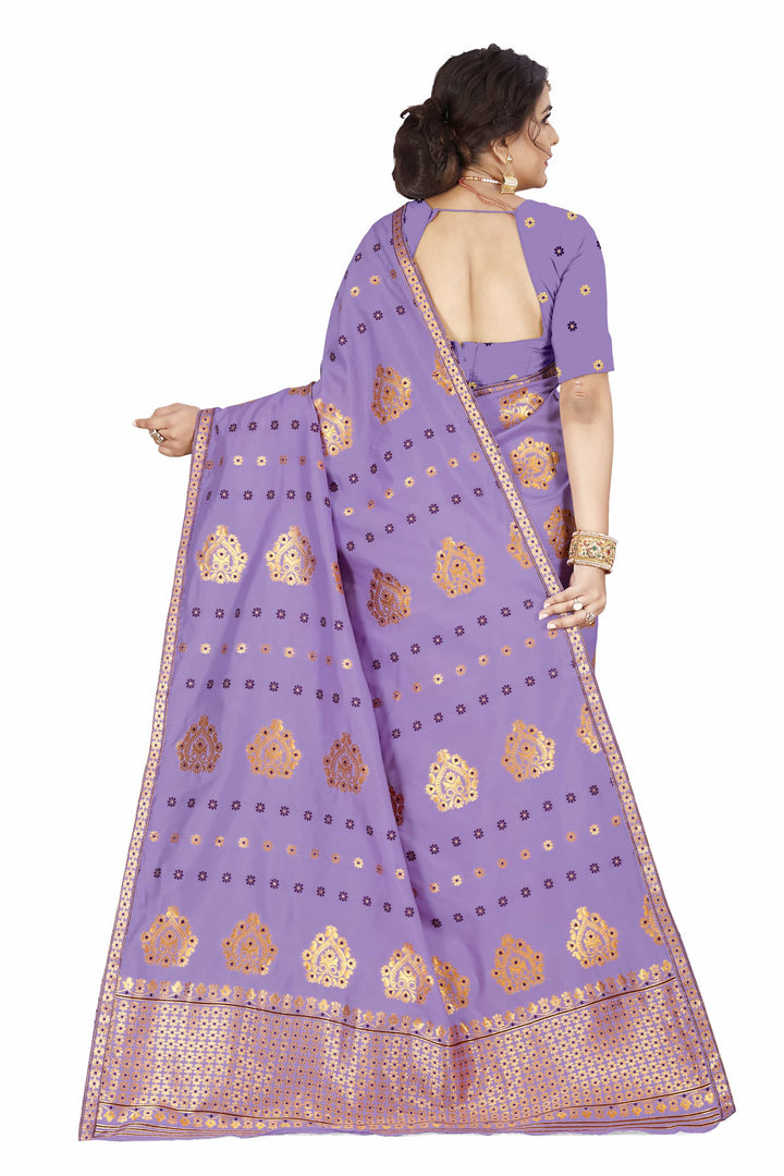 Gold Guna with Dhaga Mina Poly Set Mekhela Sador