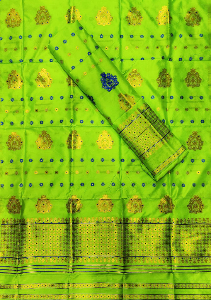 Gold Guna with Dhaga Mina Poly Set Mekhela Sador