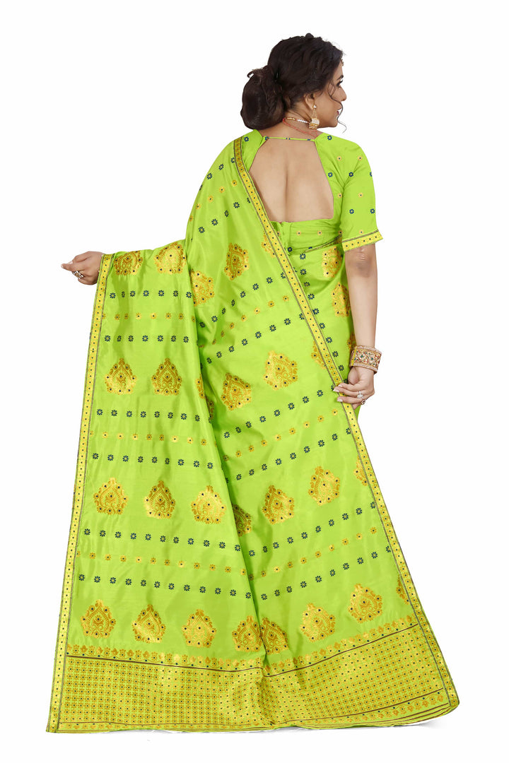 Gold Guna with Dhaga Mina Poly Set Mekhela Sador