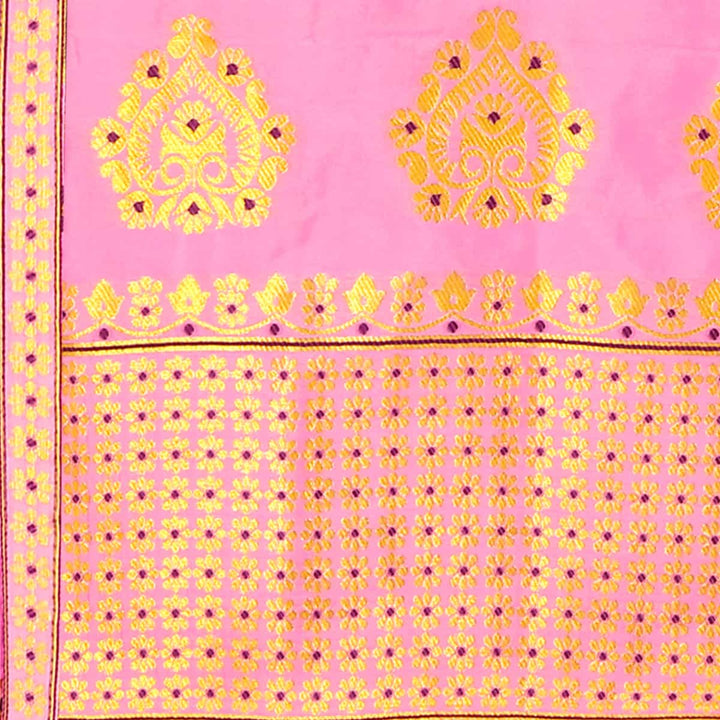 Gold Guna with Dhaga Mina Poly Set Mekhela Sador
