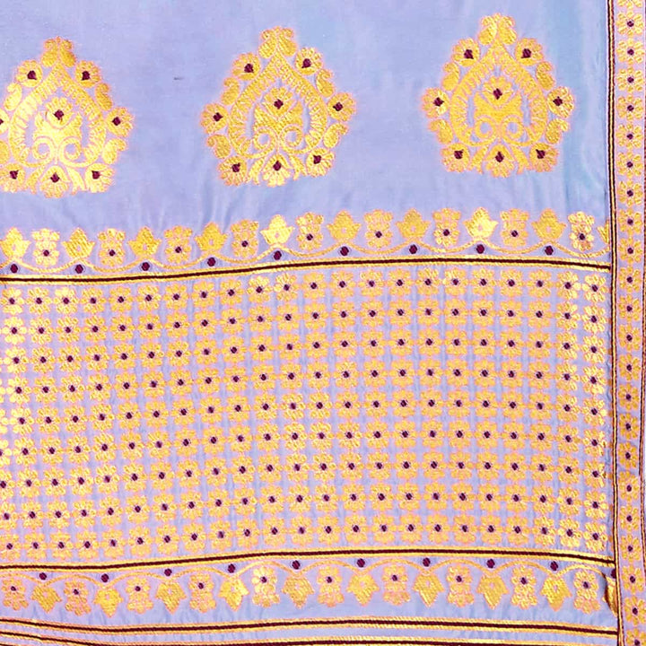 Gold Guna with Dhaga Mina Poly Set Mekhela Sador