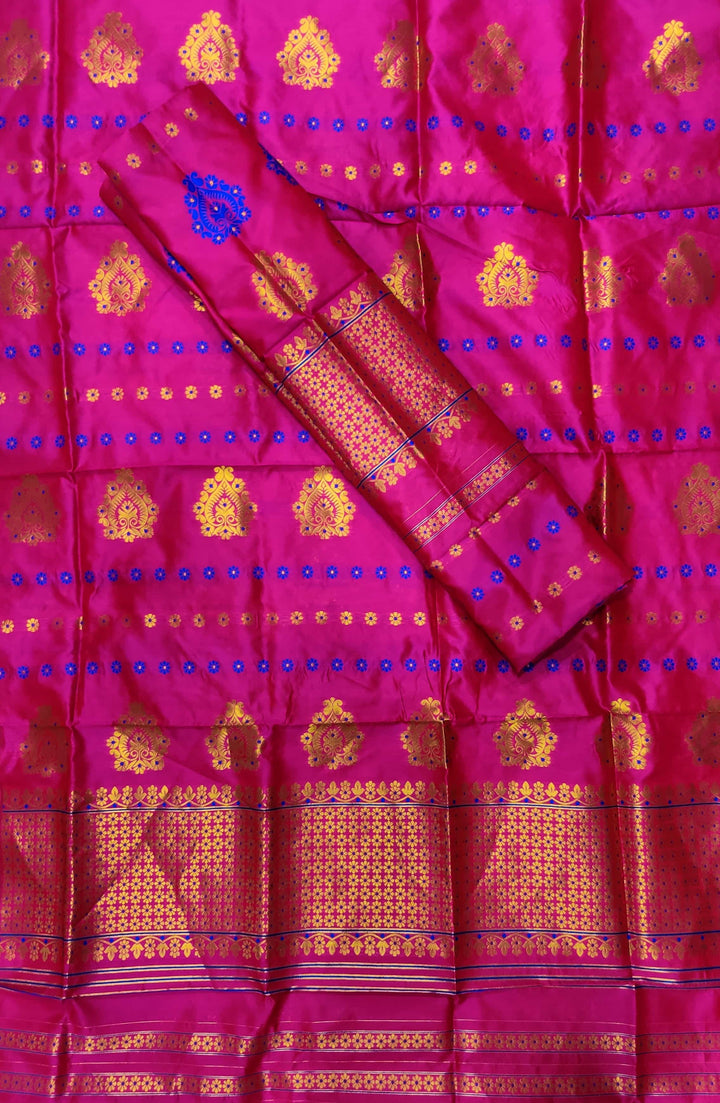 Gold Guna with Dhaga Mina Poly Set Mekhela Sador